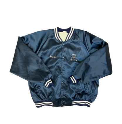Vtg 1994 USA Modesto California Tavern League Pool Silky Nylon Bomber Jacket XXL