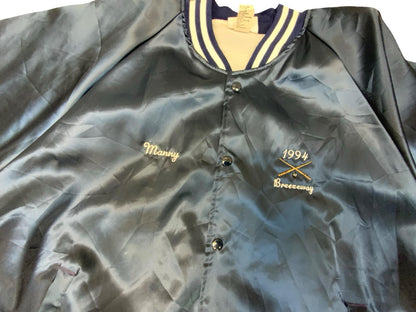 Vtg 1994 USA Modesto California Tavern League Pool Silky Nylon Bomber Jacket XXL