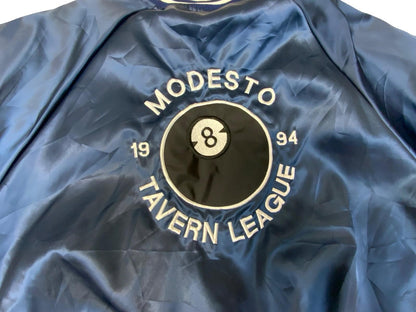 Vtg 1994 USA Modesto California Tavern League Pool Silky Nylon Bomber Jacket XXL