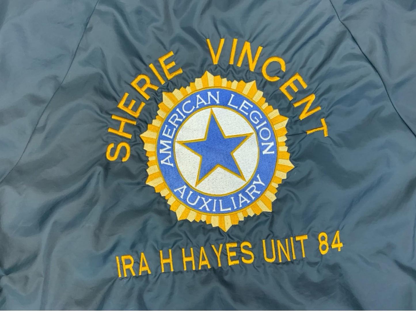 Vtg USA American Legion Auxillary Fire Service Silky Nylon Workwear Jacket L