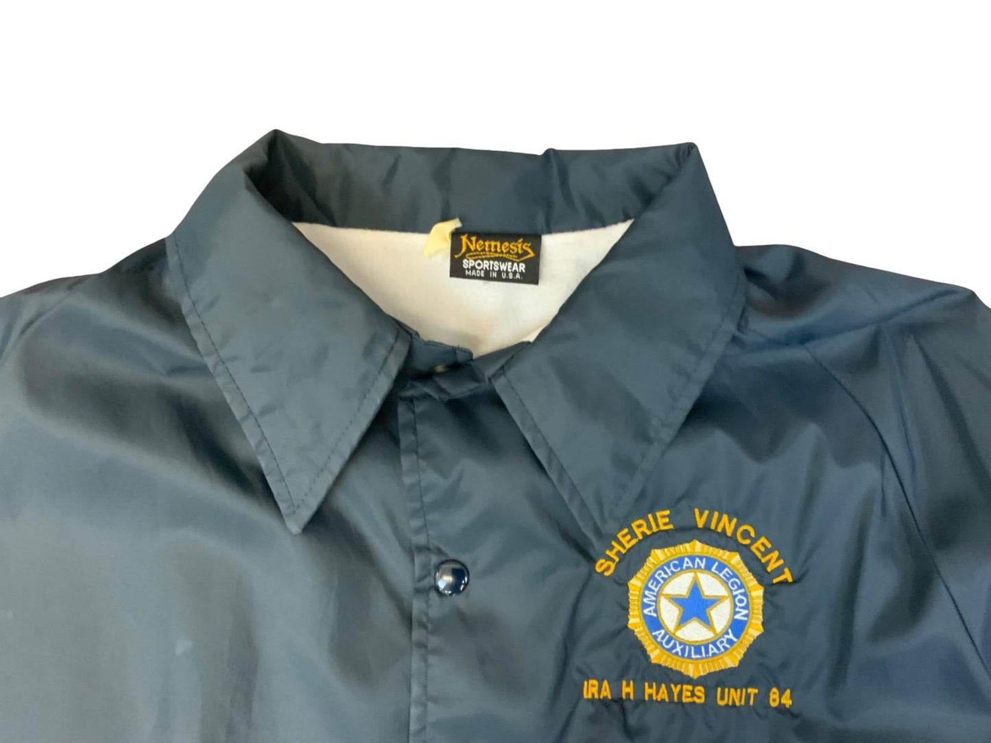 Vtg USA American Legion Auxillary Fire Service Silky Nylon Workwear Jacket L