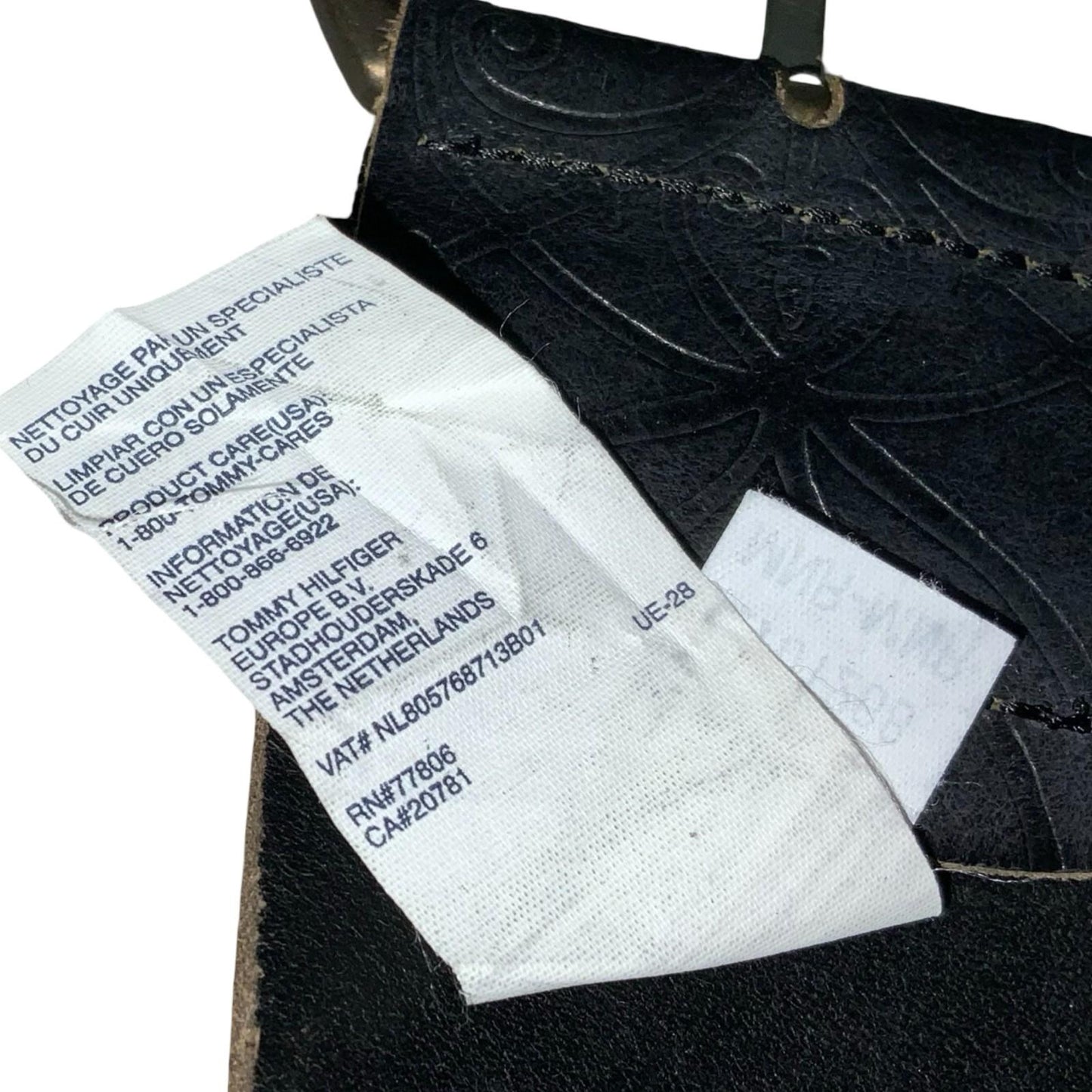 Vtg 'Tommy Hilfiger' Black Geometric Cut-Out Western Boho Thick Belt UK 14/16 M