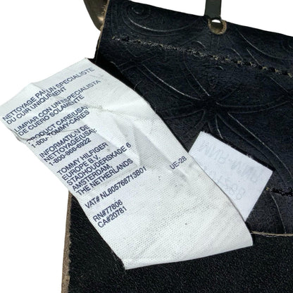 Vtg 'Tommy Hilfiger' Black Geometric Cut-Out Western Boho Thick Belt UK 14/16 M