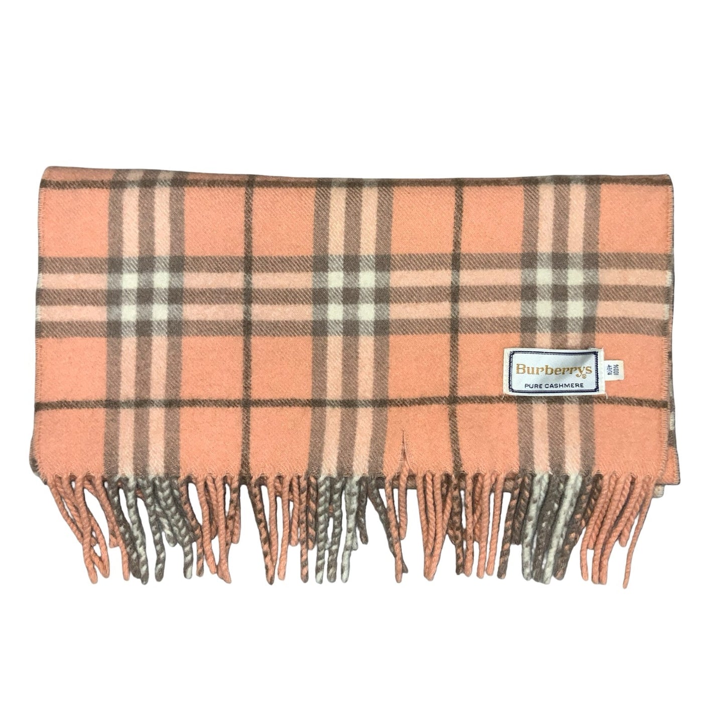 1970s TRUE VINTAGE 'Burberrys' Pink  Grey 100% Pure Cashmere Soft Warm Scarf