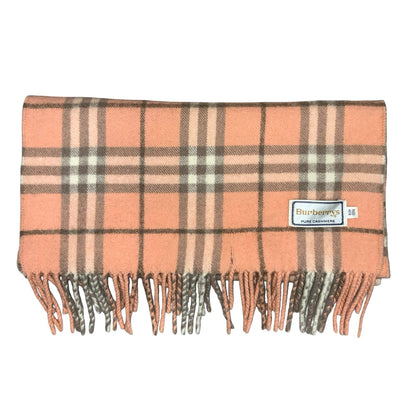 1970s TRUE VINTAGE 'Burberrys' Pink  Grey 100% Pure Cashmere Soft Warm Scarf