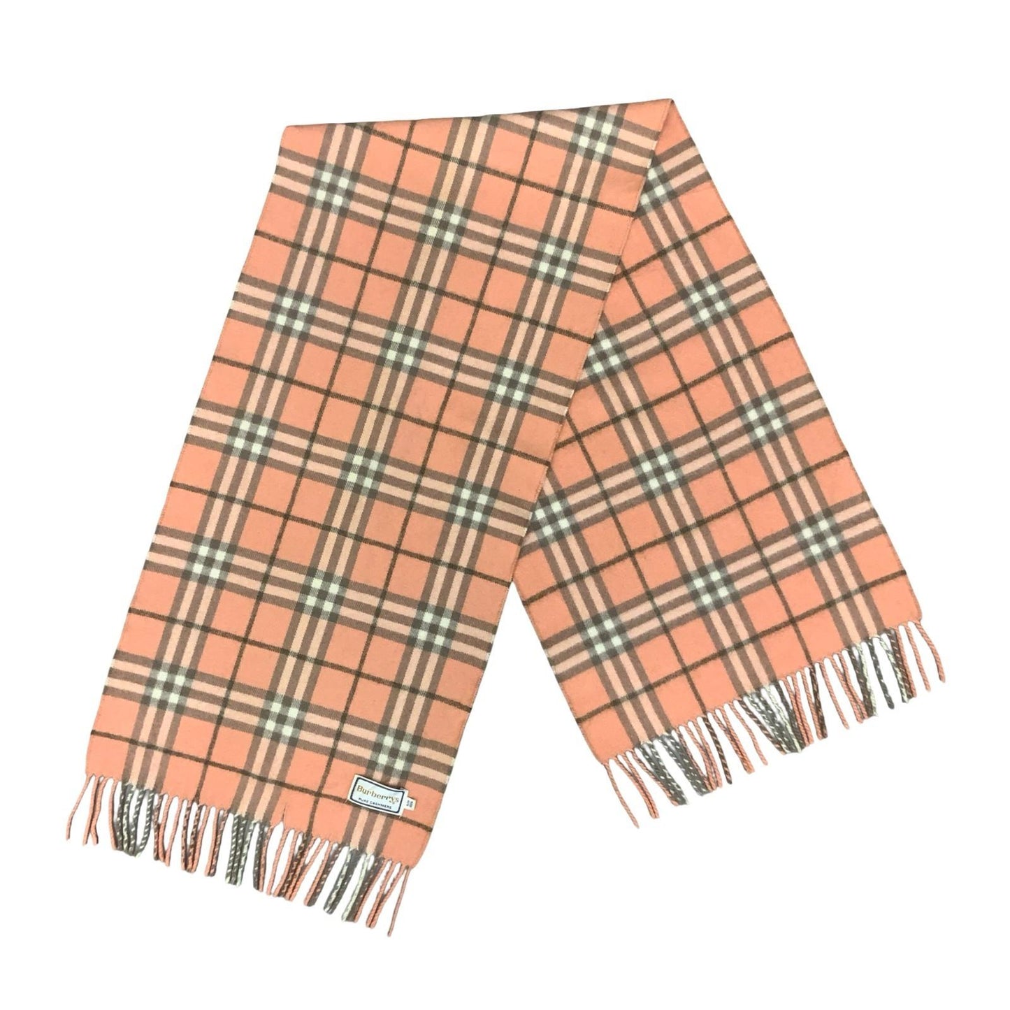 1970s TRUE VINTAGE 'Burberrys' Pink  Grey 100% Pure Cashmere Soft Warm Scarf