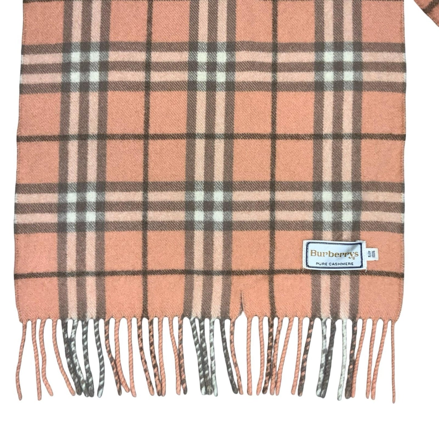 1970s TRUE VINTAGE 'Burberrys' Pink  Grey 100% Pure Cashmere Soft Warm Scarf