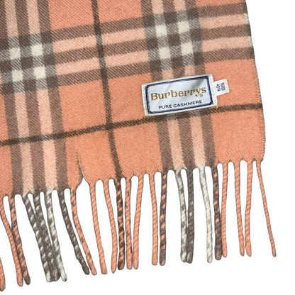 1970s TRUE VINTAGE 'Burberrys' Pink  Grey 100% Pure Cashmere Soft Warm Scarf