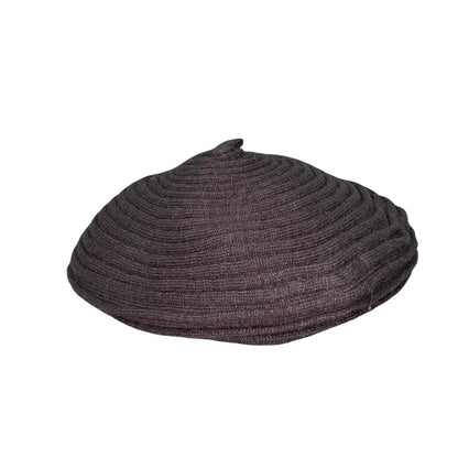 Vtg Brown 'Romano' 100% Wool Thick Knit Slouch Beanie Artist Casual Beret XS