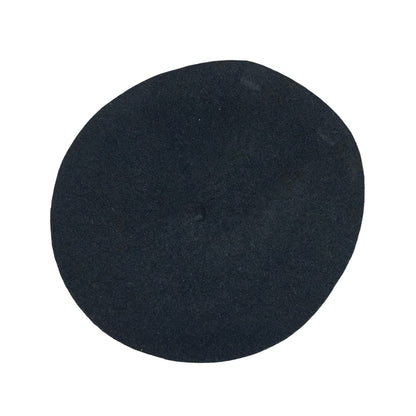 Vtg Black Slouch Beanie Artist Warm Winter Knit Wool Beret One Size