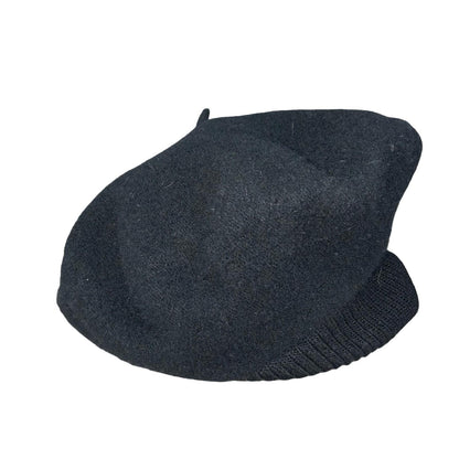 Vtg Black Slouch Beanie Artist Warm Winter Knit Wool Beret One Size