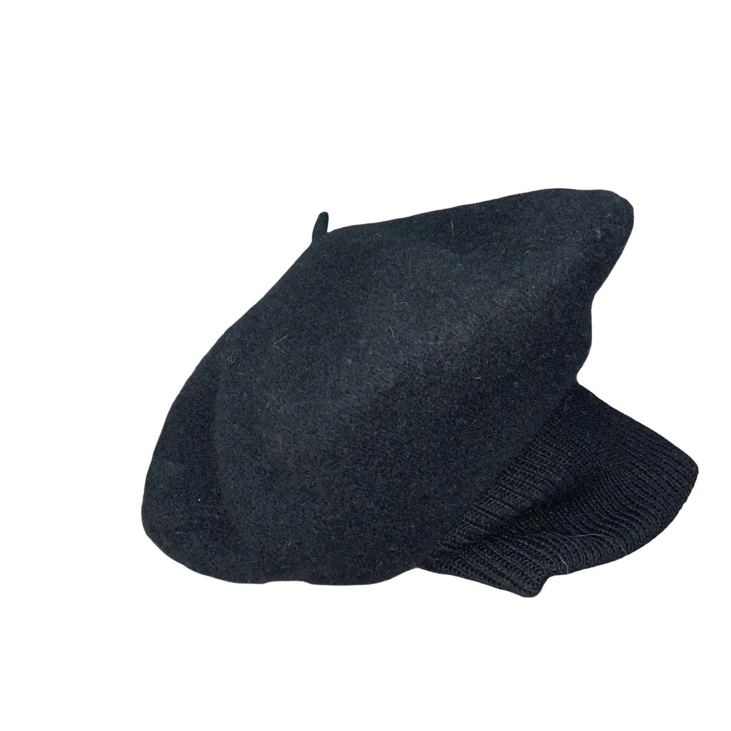 Vtg Black Slouch Beanie Artist Warm Winter Knit Wool Beret One Size