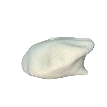 Vtg White Wool Casual Winter Artist French Beret Size XS