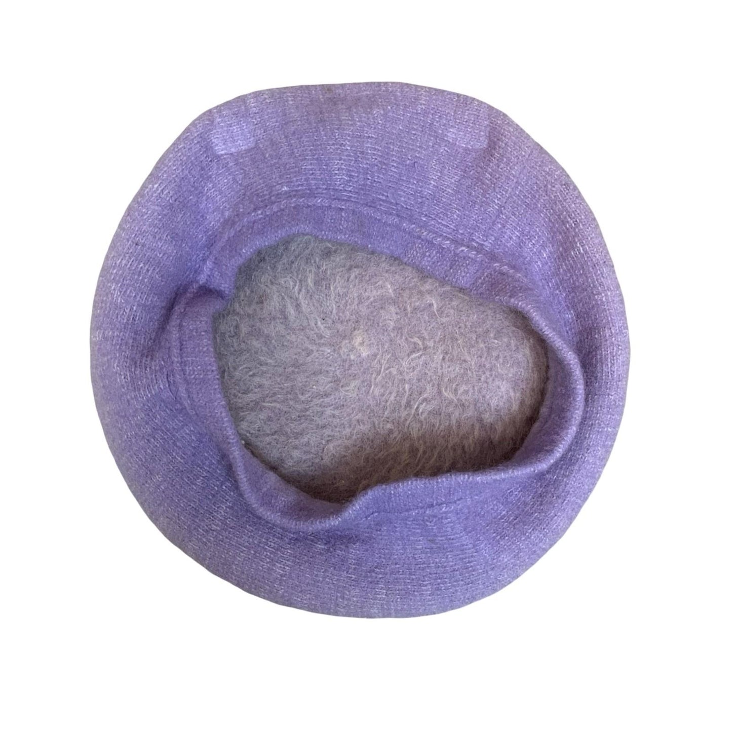 Vtg 90s Y2K Lilac Purple Fleece Lined Warm Winter Wool Beret Size XS