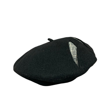 Vtg 'Christine Kauffmann' Black Tartan Patchwork Pure New Wool Beret Size Medium