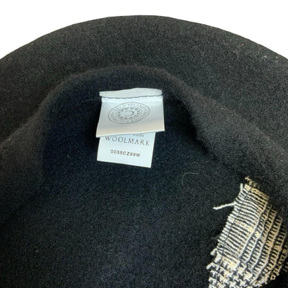 Vtg 'Christine Kauffmann' Black Tartan Patchwork Pure New Wool Beret Size Medium