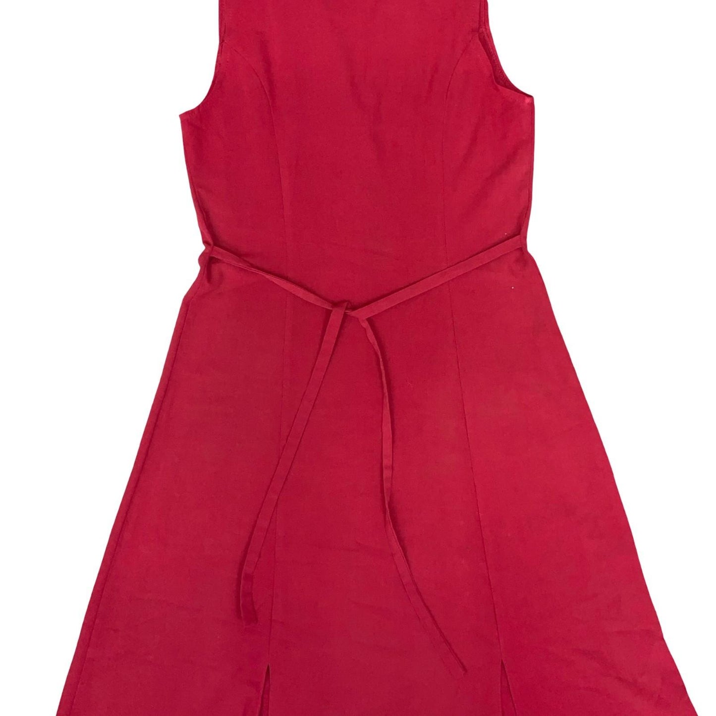 Vtg 90s 'Etam' Red Fit-and-Flare Sleeveless Collar Elegant Party Dress S