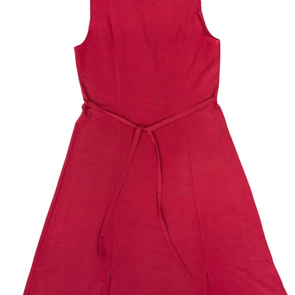 Vtg 90s 'Etam' Red Fit-and-Flare Sleeveless Collar Elegant Party Dress S