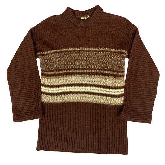 Vtg 70s 'Maglieria di Lusso' by Emme DiErre Brown Beige Striped Casual Jumper M