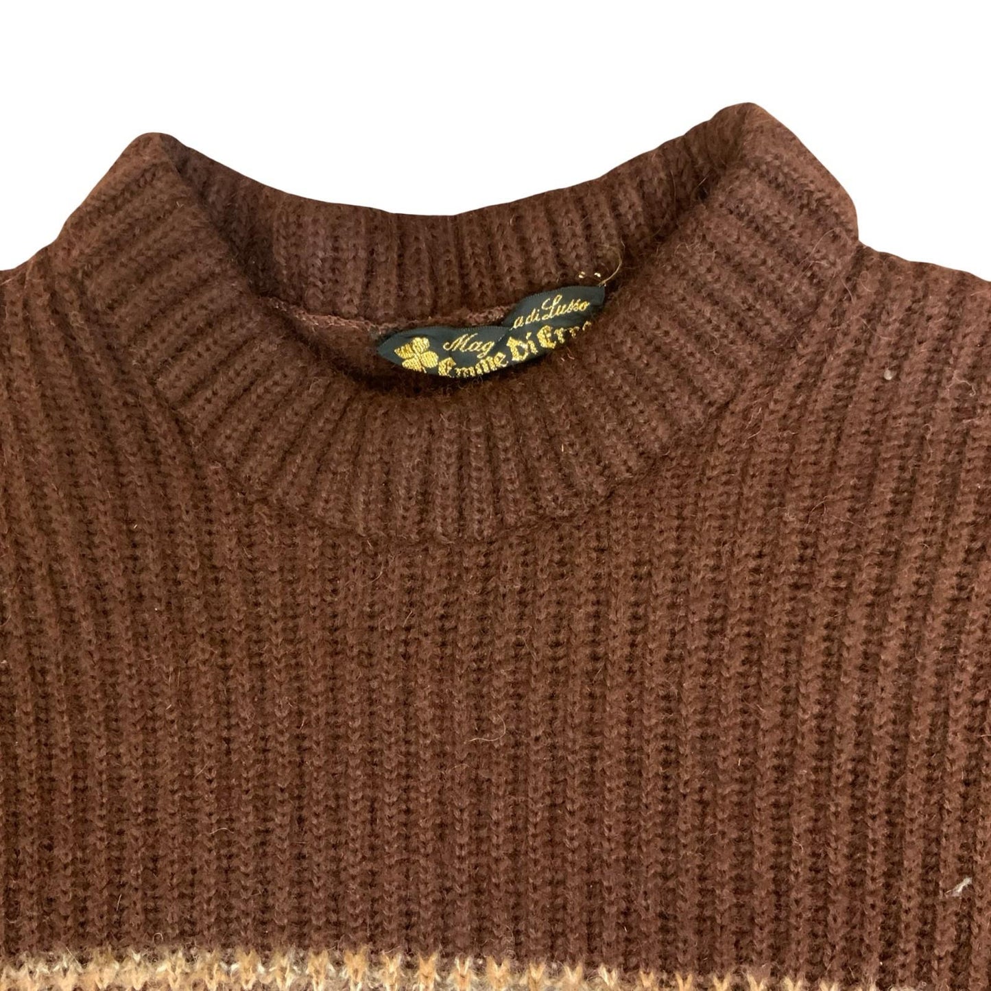 Vtg 70s 'Maglieria di Lusso' by Emme DiErre Brown Beige Striped Casual Jumper M