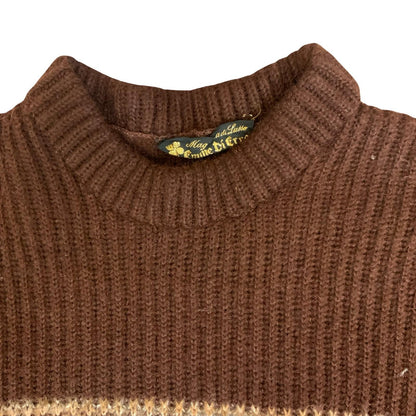 Vtg 70s 'Maglieria di Lusso' by Emme DiErre Brown Beige Striped Casual Jumper M