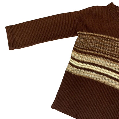 Vtg 70s 'Maglieria di Lusso' by Emme DiErre Brown Beige Striped Casual Jumper M