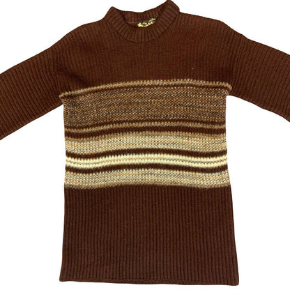 Vtg 70s 'Maglieria di Lusso' by Emme DiErre Brown Beige Striped Casual Jumper M
