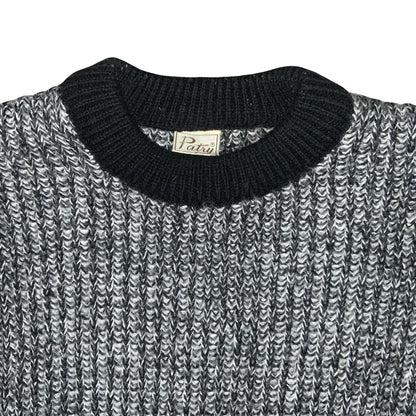 Vtg 80s 'Patry' Grey Black Rib Knit Textured Pullover Jumper Sweatshirt M