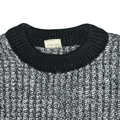 Vtg 80s 'Patry' Grey Black Rib Knit Textured Pullover Jumper Sweatshirt M