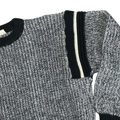 Vtg 80s 'Patry' Grey Black Rib Knit Textured Pullover Jumper Sweatshirt M