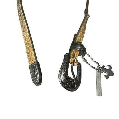 90s y2k 'Friis Company' Beige Brown Floral Embroidered Western Skinny Belt 37"