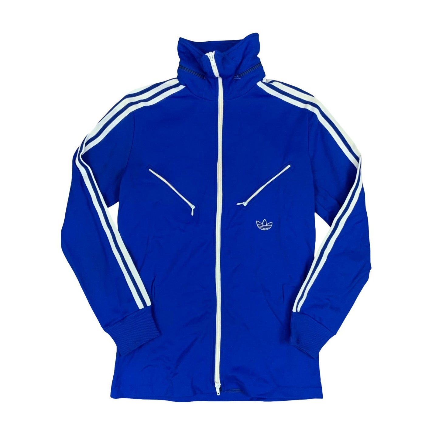 Vintage 1970s Adidas Originals Trefoil Blue Zip-Up Track Jacket Womens Medium