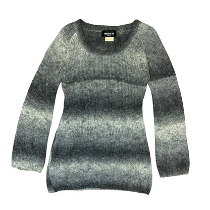 Vtg Morgan de Toi Grey Black Ombre Striped Longline Knit Sweater UK 8/10