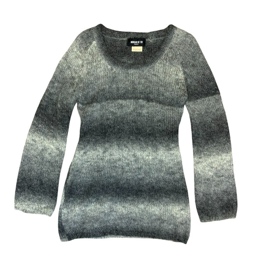 Vtg Morgan de Toi Grey Black Ombre Striped Longline Knit Sweater UK 8/10
