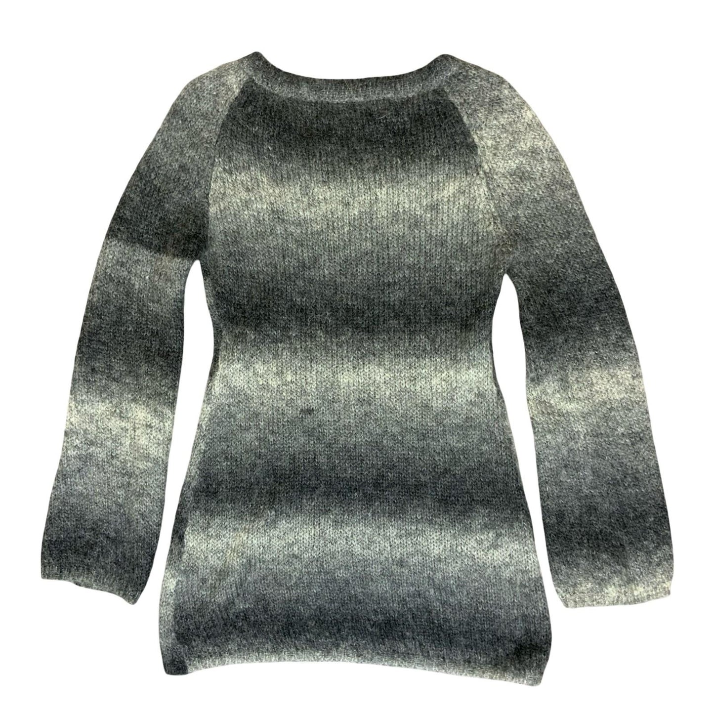 Vtg Morgan de Toi Grey Black Ombre Striped Longline Knit Sweater UK 8/10