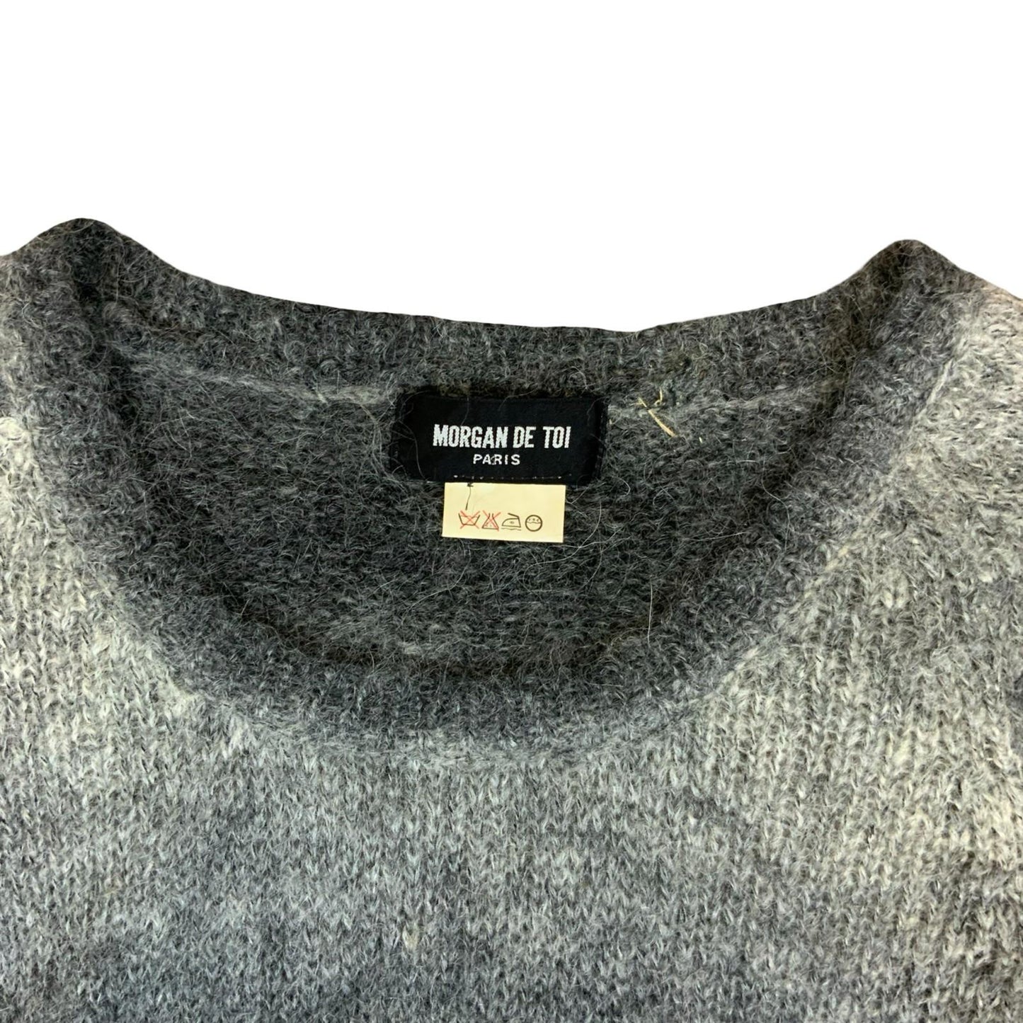 Vtg Morgan de Toi Grey Black Ombre Striped Longline Knit Sweater UK 8/10