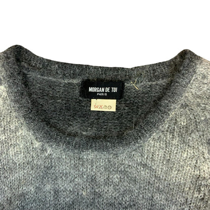 Vtg Morgan de Toi Grey Black Ombre Striped Longline Knit Sweater UK 8/10