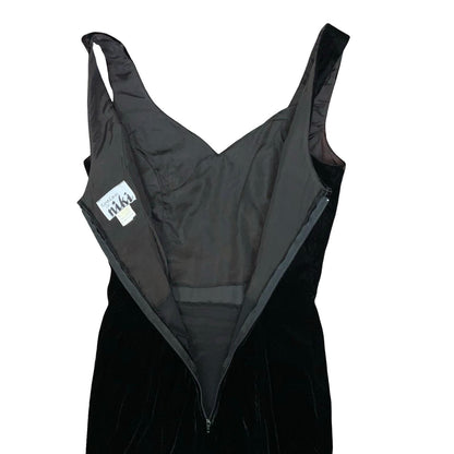 Vtg 'Karen Lucas' for Niki Black Embellished Cocktail Party Velvet Dress UK 4