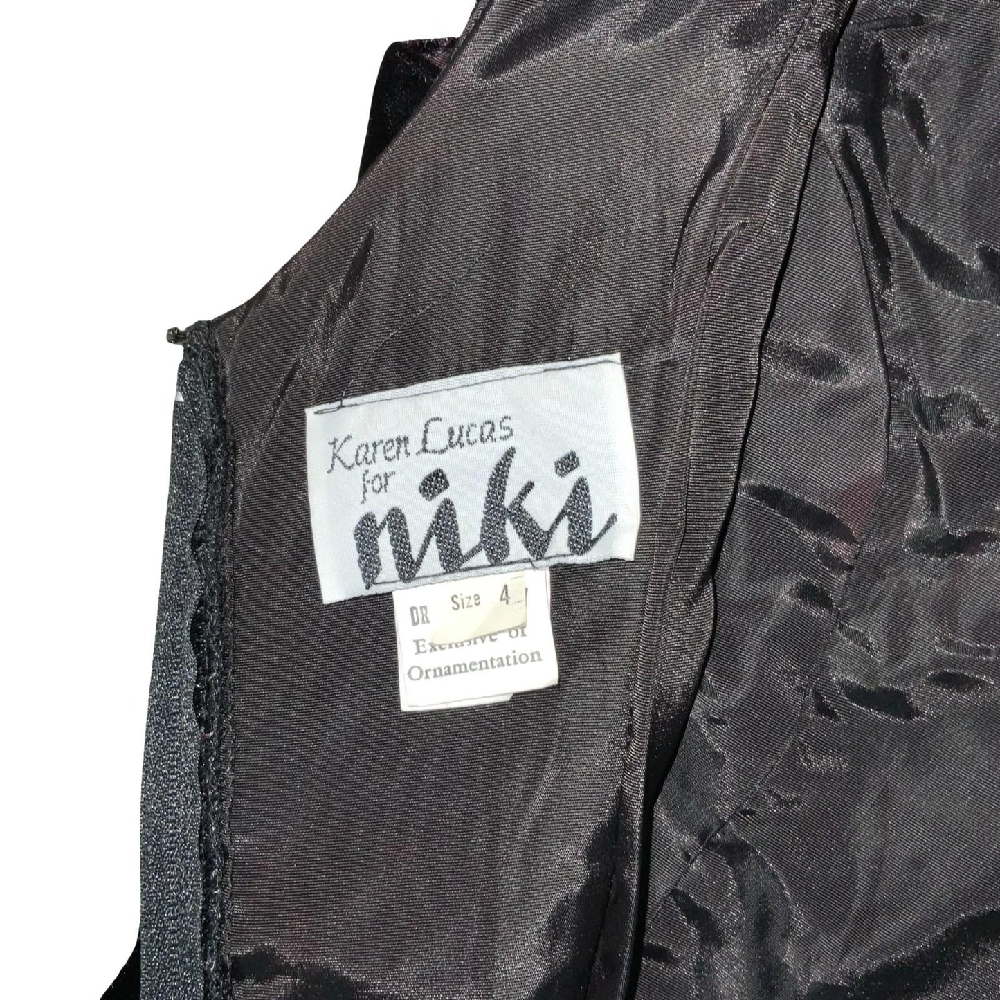 Vtg 'Karen Lucas' for Niki Black Embellished Cocktail Party Velvet Dress UK 4