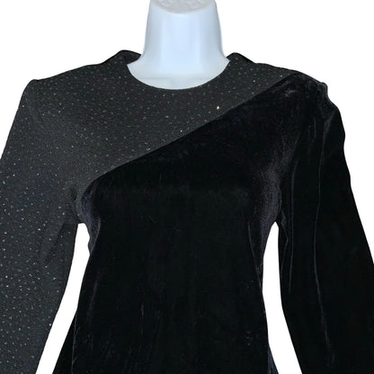 90s ' Jessica Howard' Black Velvet Elegant Sparkle Metallic Evening Dress UK 12