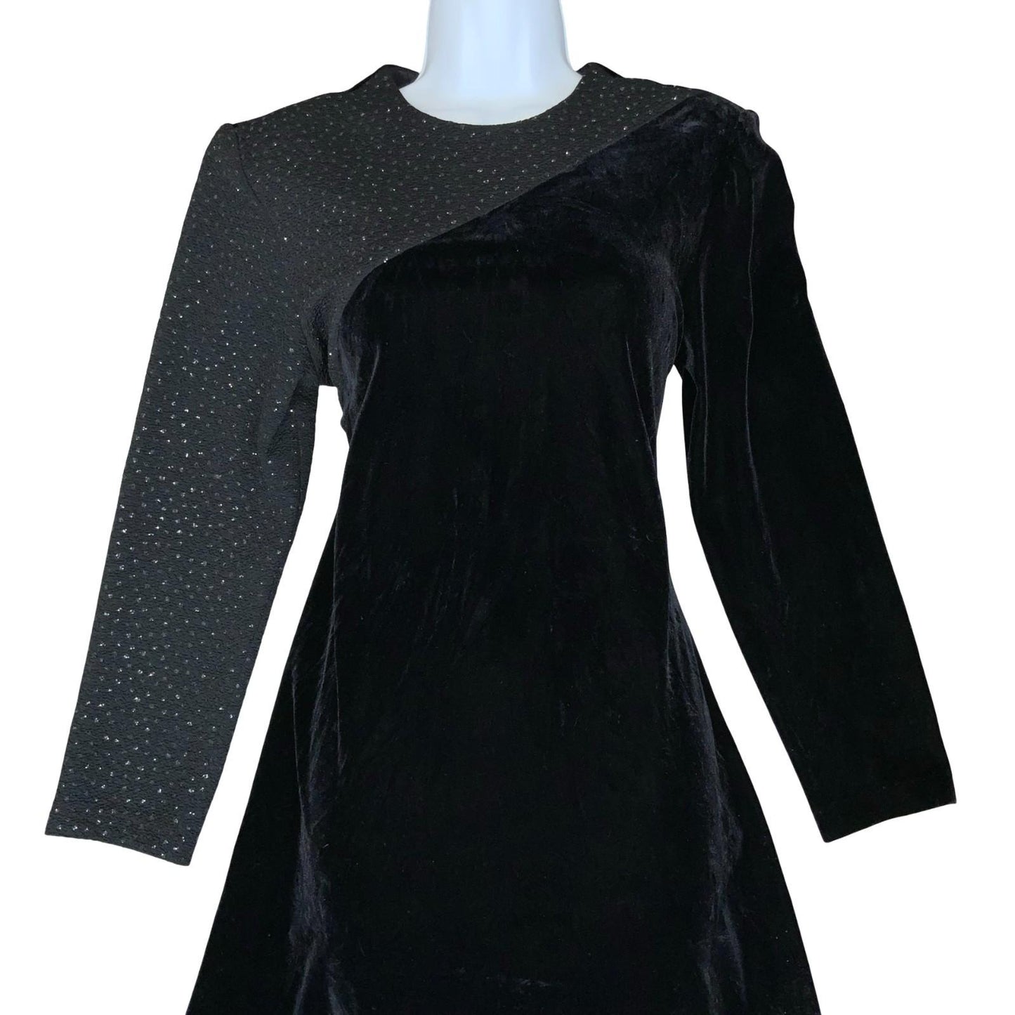 90s ' Jessica Howard' Black Velvet Elegant Sparkle Metallic Evening Dress UK 12