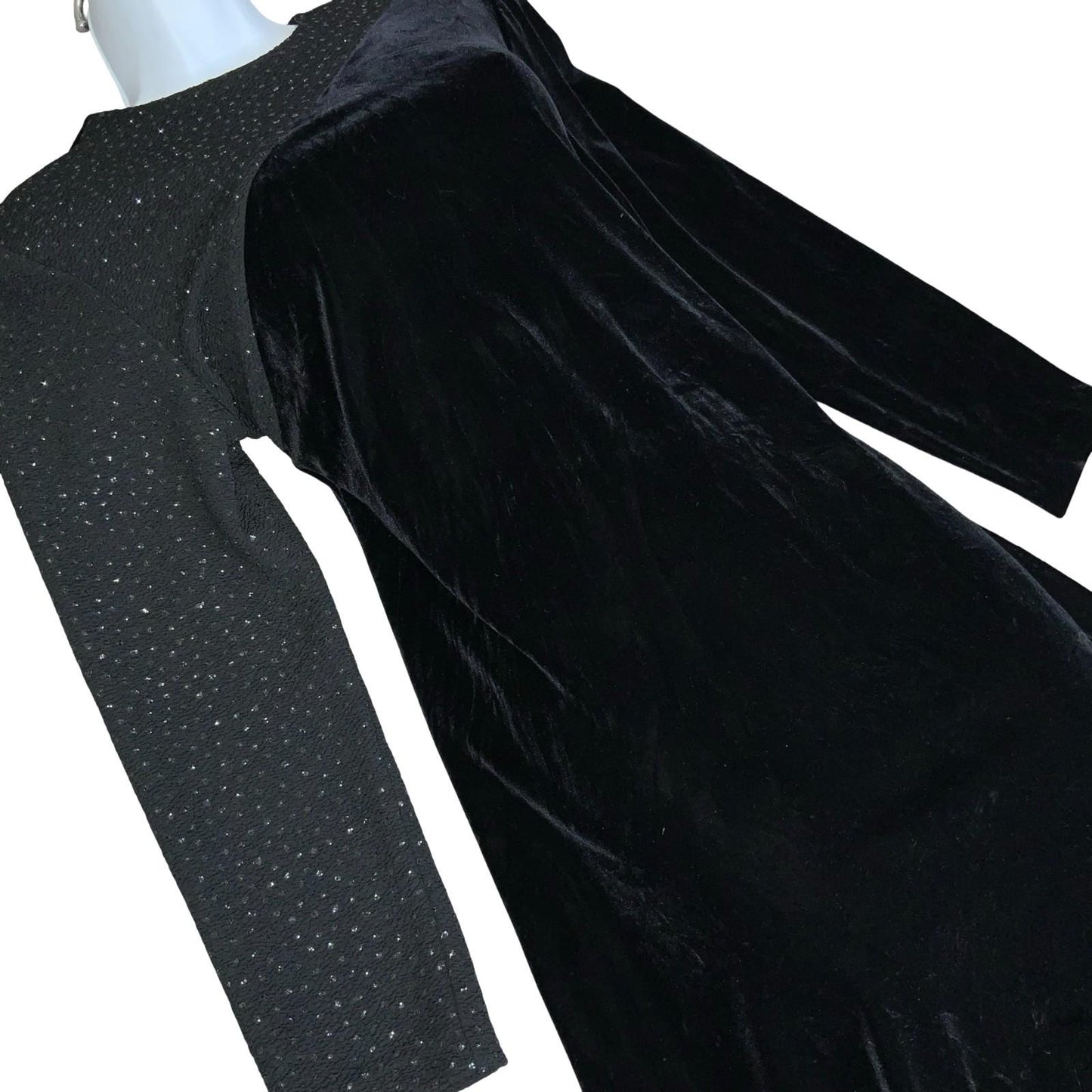 90s ' Jessica Howard' Black Velvet Elegant Sparkle Metallic Evening Dress UK 12