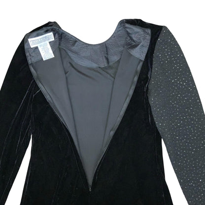 90s ' Jessica Howard' Black Velvet Elegant Sparkle Metallic Evening Dress UK 12