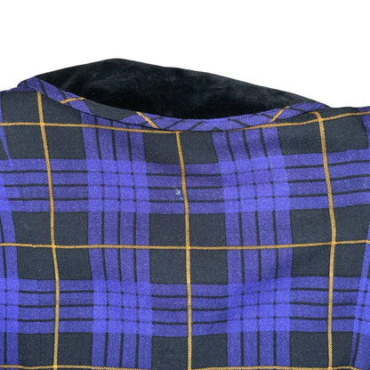 80s 'Karin Stevens' Purple Black Gingham Dagger Collar Punk Party Dress UK 12/14