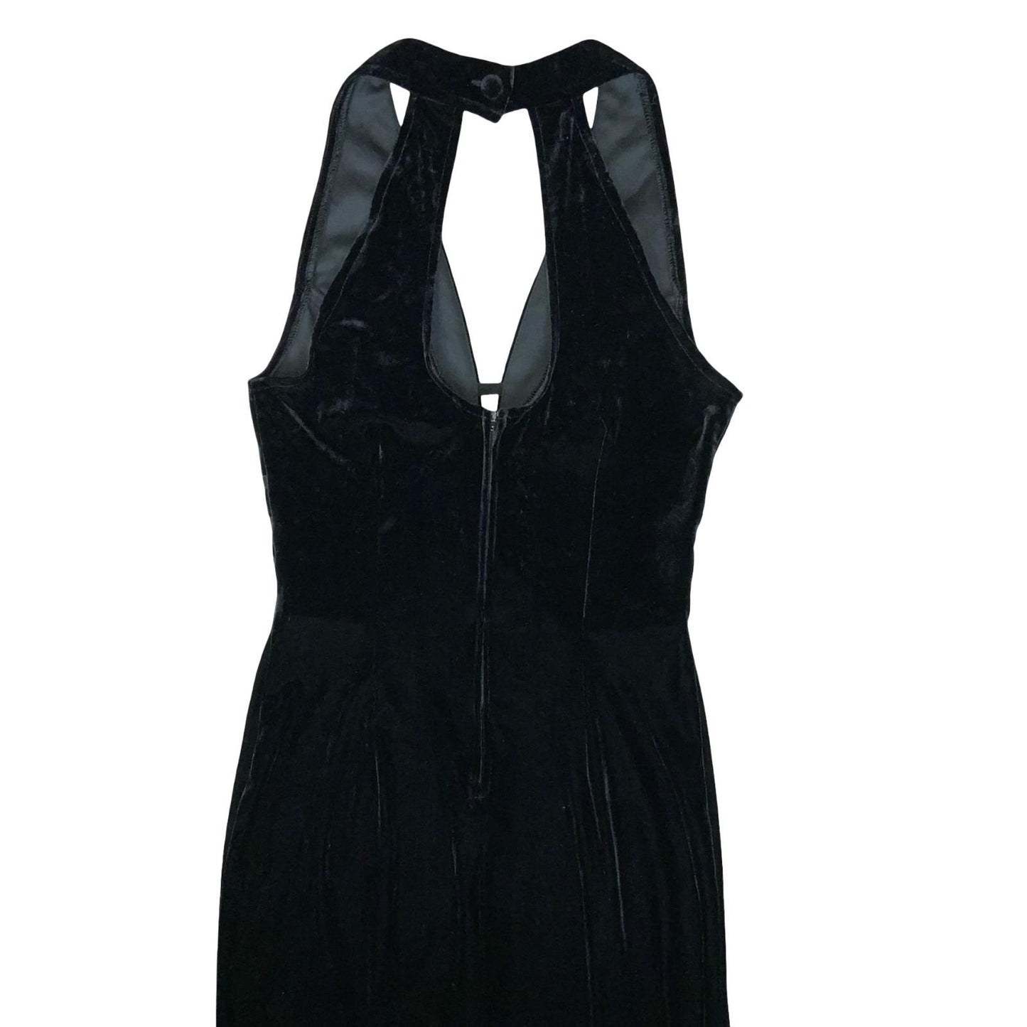 90s 'Tower U.S.A' Black Velvet Halter Elegant Prom Evening Couture Dress UK 6