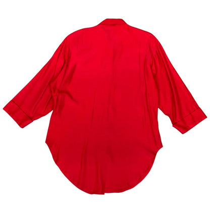 Vtg 'R&M Richards' by Karen Kwong Red Xmas Embroidered 3/4 Sleeve Blouse UK 14