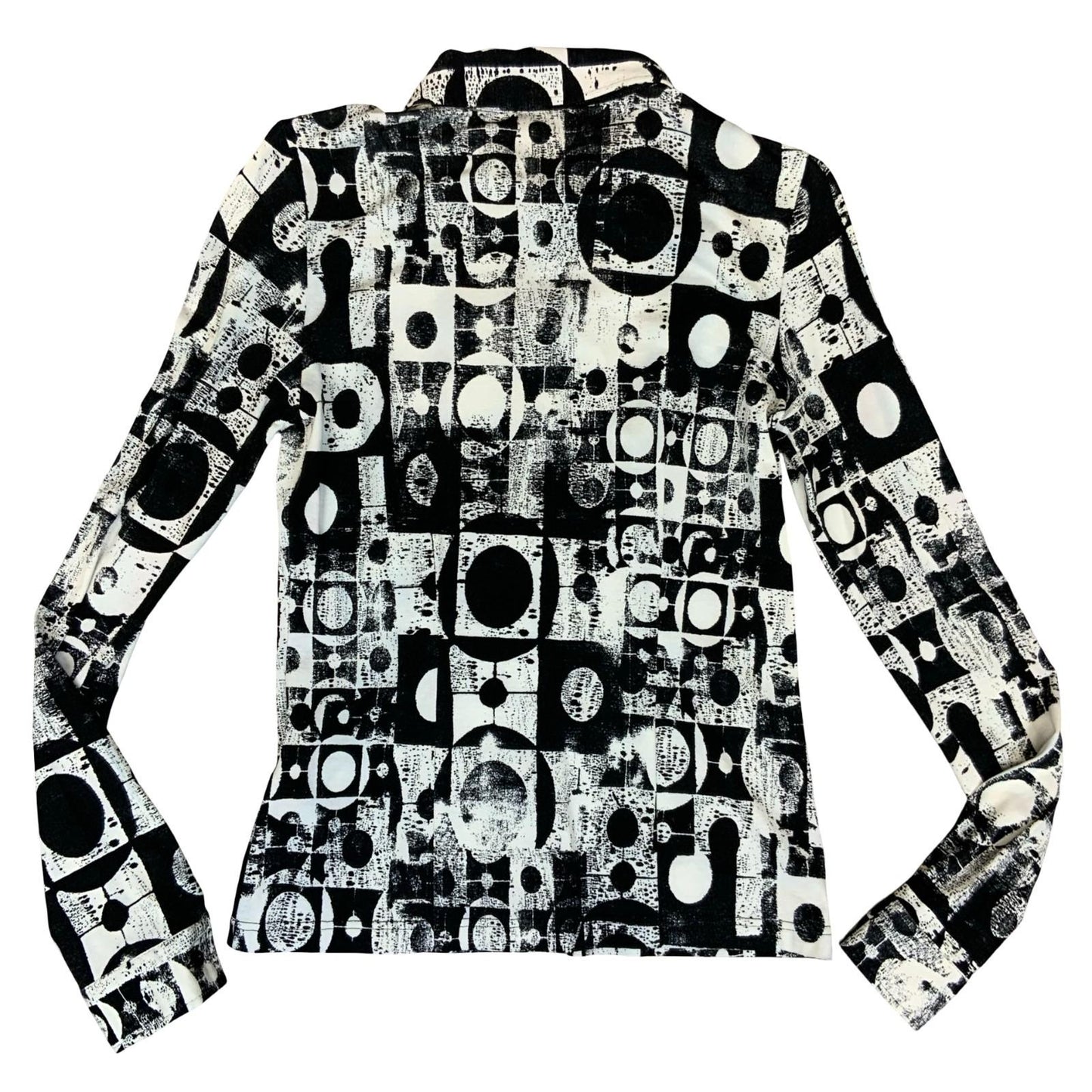 Y2K 'Carlo Colucci' Black White Geometric Avant Garde Dagger Collar Blouse UK 8