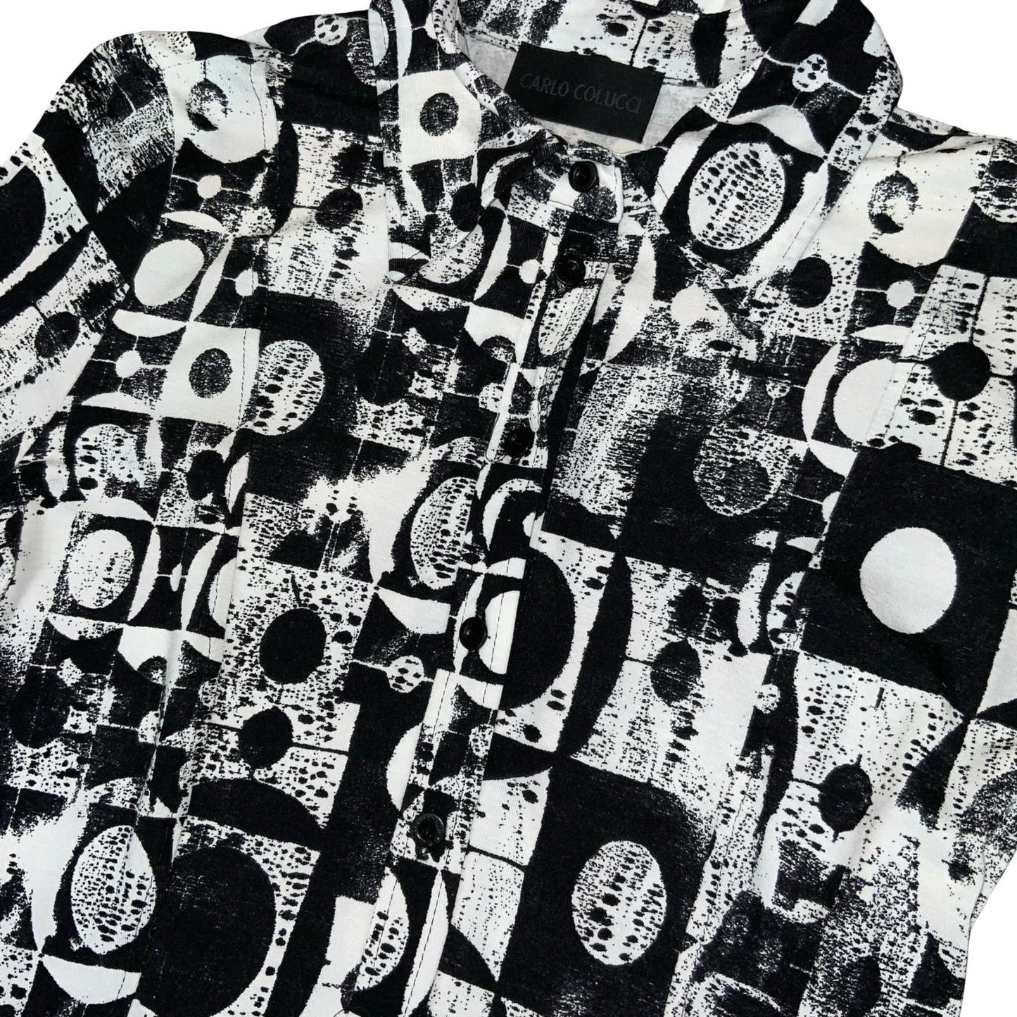 Y2K 'Carlo Colucci' Black White Geometric Avant Garde Dagger Collar Blouse UK 8