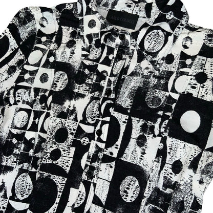 Y2K 'Carlo Colucci' Black White Geometric Avant Garde Dagger Collar Blouse UK 8