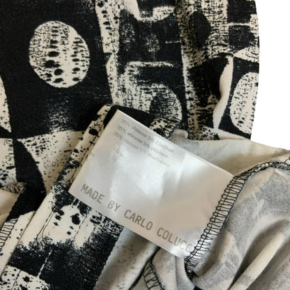 Y2K 'Carlo Colucci' Black White Geometric Avant Garde Dagger Collar Blouse UK 8